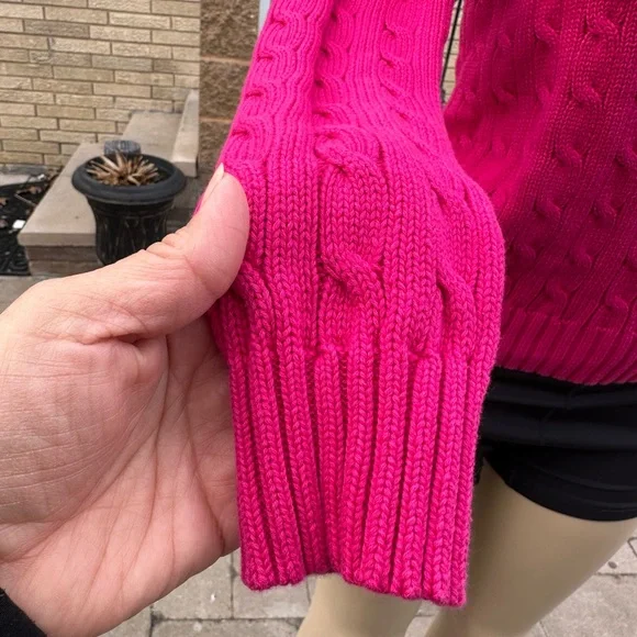 Ralph Lauren Hot Pink Cable-Knit Crewneck Sweater size S - Picture 5 of 8